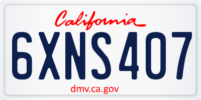 CA license plate 6XNS407