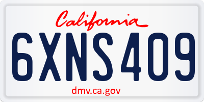 CA license plate 6XNS409