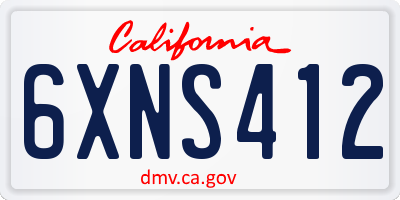 CA license plate 6XNS412