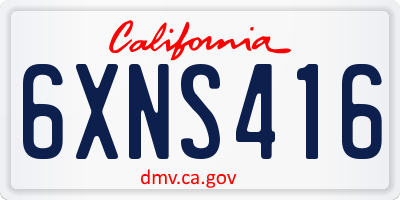 CA license plate 6XNS416
