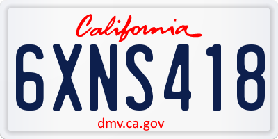 CA license plate 6XNS418