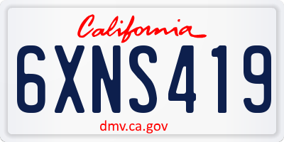 CA license plate 6XNS419