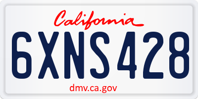 CA license plate 6XNS428