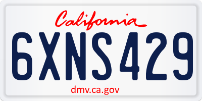 CA license plate 6XNS429
