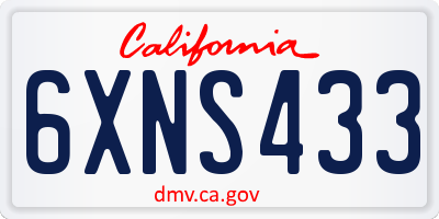 CA license plate 6XNS433