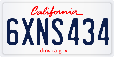 CA license plate 6XNS434