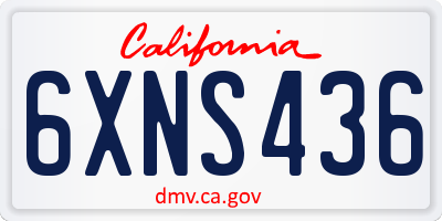 CA license plate 6XNS436