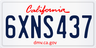 CA license plate 6XNS437
