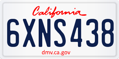 CA license plate 6XNS438