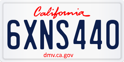 CA license plate 6XNS440