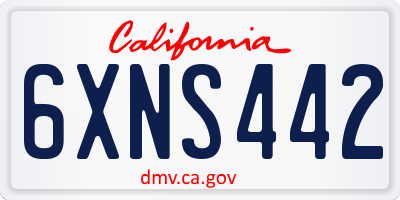 CA license plate 6XNS442