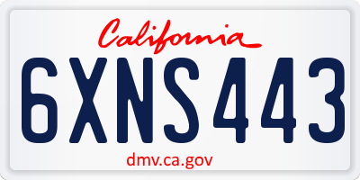 CA license plate 6XNS443