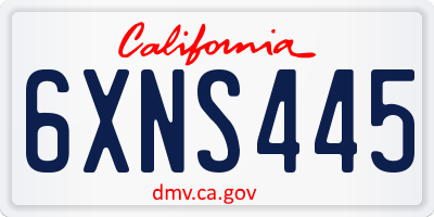 CA license plate 6XNS445