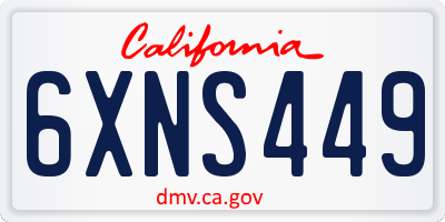 CA license plate 6XNS449