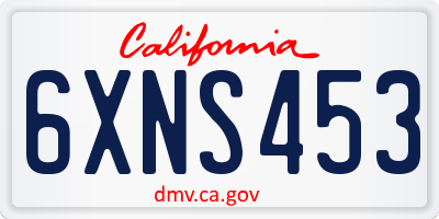 CA license plate 6XNS453