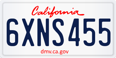 CA license plate 6XNS455