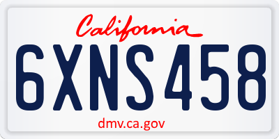 CA license plate 6XNS458