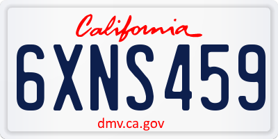 CA license plate 6XNS459