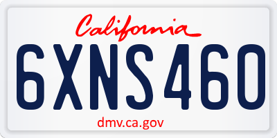 CA license plate 6XNS460