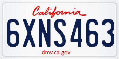CA license plate 6XNS463