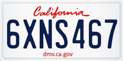 CA license plate 6XNS467