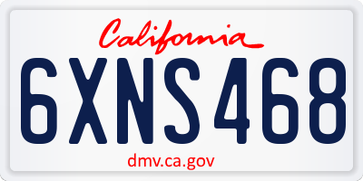 CA license plate 6XNS468