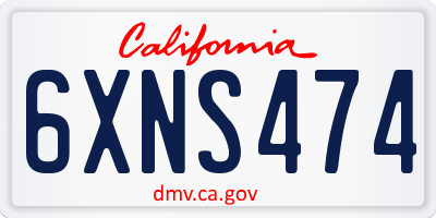 CA license plate 6XNS474