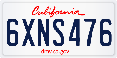 CA license plate 6XNS476