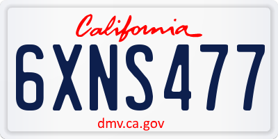 CA license plate 6XNS477