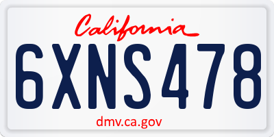 CA license plate 6XNS478