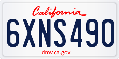 CA license plate 6XNS490
