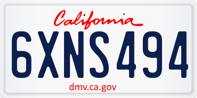 CA license plate 6XNS494