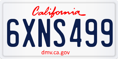CA license plate 6XNS499