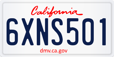 CA license plate 6XNS501