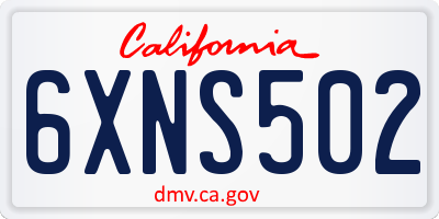 CA license plate 6XNS502
