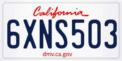 CA license plate 6XNS503