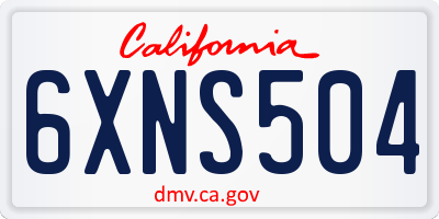 CA license plate 6XNS504