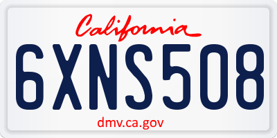 CA license plate 6XNS508