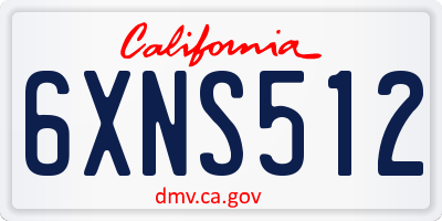 CA license plate 6XNS512