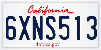 CA license plate 6XNS513
