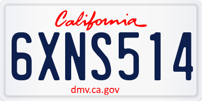CA license plate 6XNS514