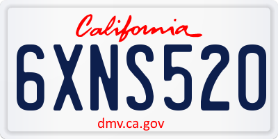 CA license plate 6XNS520