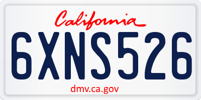 CA license plate 6XNS526