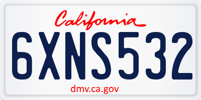 CA license plate 6XNS532