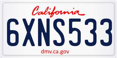 CA license plate 6XNS533