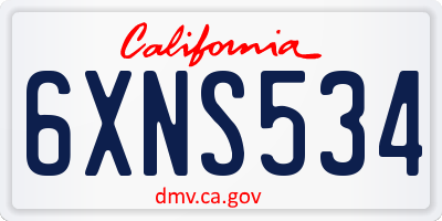 CA license plate 6XNS534