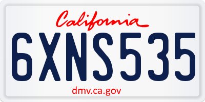 CA license plate 6XNS535
