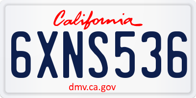 CA license plate 6XNS536