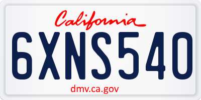 CA license plate 6XNS540