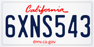 CA license plate 6XNS543